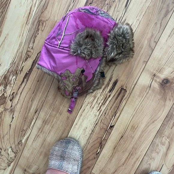 3M Thinsulate Pink and Brown Fur Kids Hat real tree camo - Picture 5 of 10